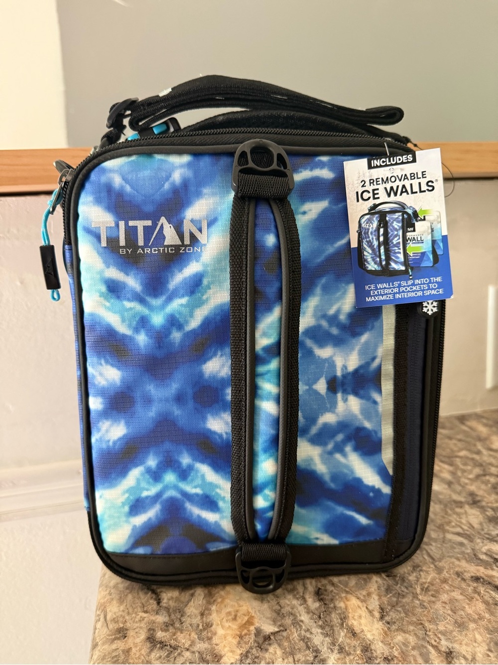 Titan by Arctic Zone Fridge Cold Upright Lunch Pack, Kaleidoscope Blue Tie Dye - Picture 6 of 6